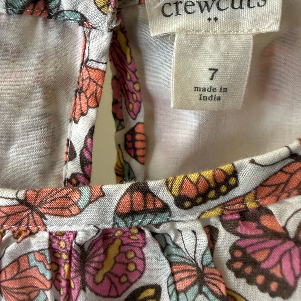 Crewcuts Butterfly Dress Girls Size 7 Tie Waist Cotton Summer Dress - Picture 3 of 3